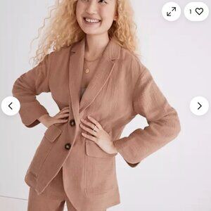 Madewell Cotton Linen Relaxed Larsen Blazer Jacket faded Earth color size S